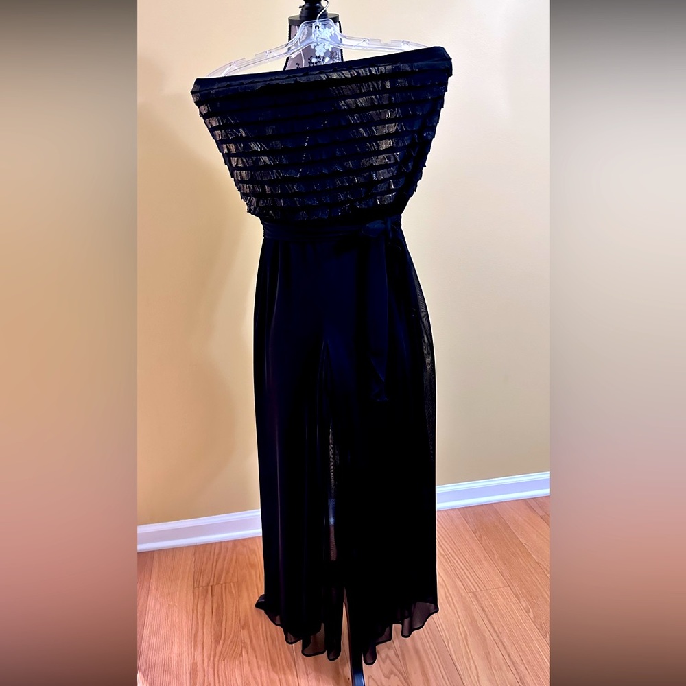 CONNECTED Apperal Black Evening Ruffle Jumpsuit M